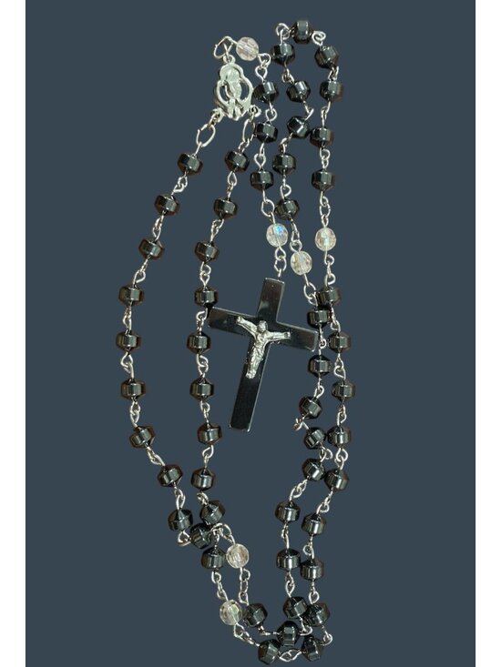 Jewelry - Traditional Catholic Dominican 5 Decade Rosary Hematite Crucifix & Beads